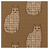 Mid-Century Modern Cat, Beige en Light Brown Stof (Close Up)