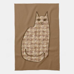 Mid-Century Modern Cat, Beige en Light Brown Theedoek