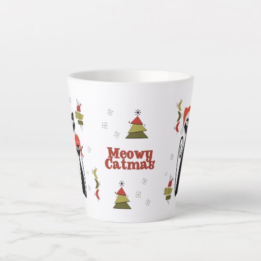 Mid Century Modern Cat Christmas Mok MCM Meowy Cat (Voorkant)