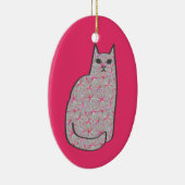 Mid-Century Modern Cat, Grey and Fuchsia Pink Keramisch Ornament (Rechts)