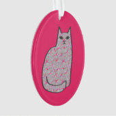 Mid-Century Modern Cat, Grey and Fuchsia Pink Ornament (voorkant)