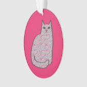 Mid-Century Modern Cat, Grey and Fuchsia Pink Ornament (voorkant)