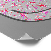 Mid-Century Modern Cat, Grijs / Grijs en Roze Poster (Hoek)