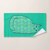 Mid-Century Modern Cat, Mint en Lime Green Bad Handdoek (Handdoek)
