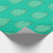 Mid-Century Modern Cat, Mint en Lime Green Cadeaupapier (Hoek)
