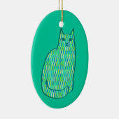 Mid-Century Modern Cat, Mint en Lime Green Keramisch Ornament (Rechts)