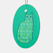 Mid-Century Modern Cat, Mint en Lime Green Keramisch Ornament (Links)