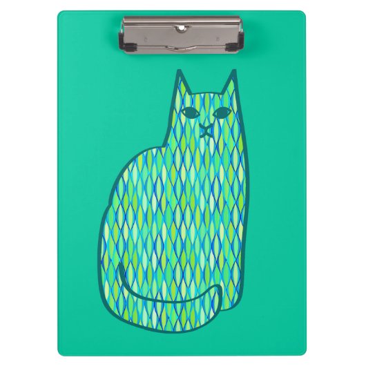 Mid-Century Modern Cat, Mint en Lime Green Klembord (Voorkant)