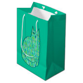 Mid-Century Modern Cat, Mint en Lime Green Medium Cadeauzakje (Voorkant Gekanteld)