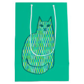 Mid-Century Modern Cat, Mint en Lime Green Medium Cadeauzakje (Achterkant)