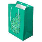 Mid-Century Modern Cat, Mint en Lime Green Medium Cadeauzakje (Achterkant Gekanteld)