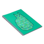 Mid-Century Modern Cat, Mint en Lime Green Notitieboek (Rechterzijde)