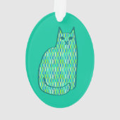 Mid-Century Modern Cat, Mint en Lime Green Ornament (achterkant)