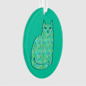 Mid-Century Modern Cat, Mint en Lime Green Ornament (voorkant)