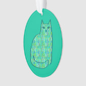 Mid-Century Modern Cat, Mint en Lime Green Ornament (voorkant)