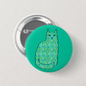 Mid-Century Modern Cat, Mint en Lime Green Ronde Button 5,7 Cm (Voorkant /achterkant)