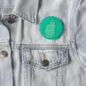 Mid-Century Modern Cat, Mint en Lime Green Ronde Button 5,7 Cm (In situ)