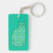 Mid-Century Modern Cat, Mint en Lime Green Sleutelhanger (achterkant)