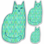 Mid-Century Modern Cat, Mint en Lime Green Sticker (Voorkant)