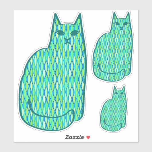 Mid-Century Modern Cat, Mint en Lime Green Sticker (Vel)