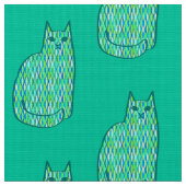 Mid-Century Modern Cat, Mint en Lime Green Stof (Close Up)