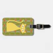 Mid Century Modern Cat op het Geometrische Patroon Bagagelabel (Voorkant horizontaal)