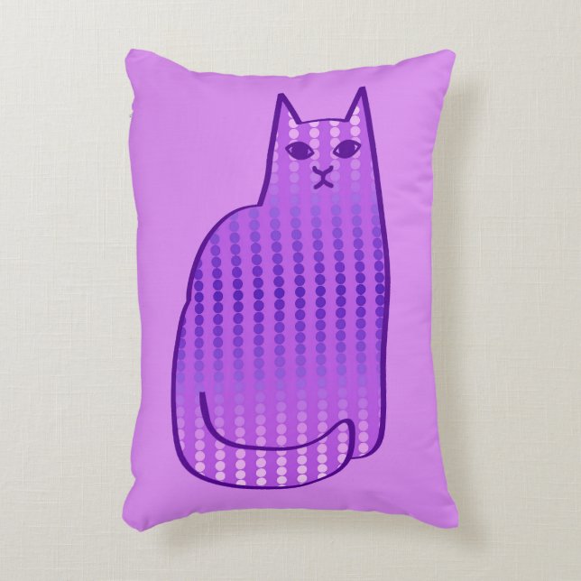 Mid-Century Modern Cat, Orchid en Paars Accent Kussen (Voorkant(Verticaal))