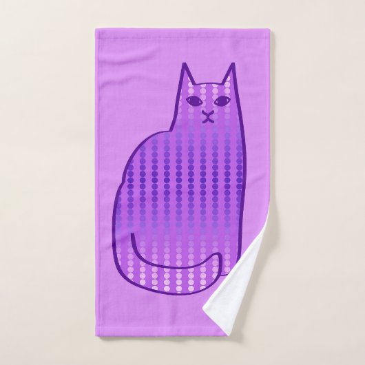 Mid-Century Modern Cat, Orchid en Paars Bad Handdoek (Handdoek)