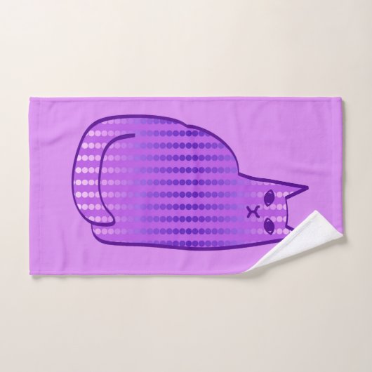 Mid-Century Modern Cat, Orchid en Paars Bad Handdoek (Handdoek)