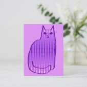 Mid-Century Modern Cat, Orchid en Paars Briefkaart (Staand voorkant)