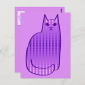 Mid-Century Modern Cat, Orchid en Paars Briefkaart (Voorkant / Achterkant)