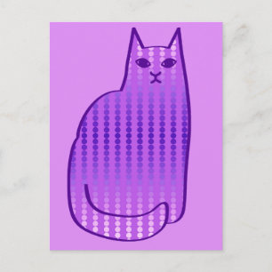 Mid-Century Modern Cat, Orchid en Paars Briefkaart