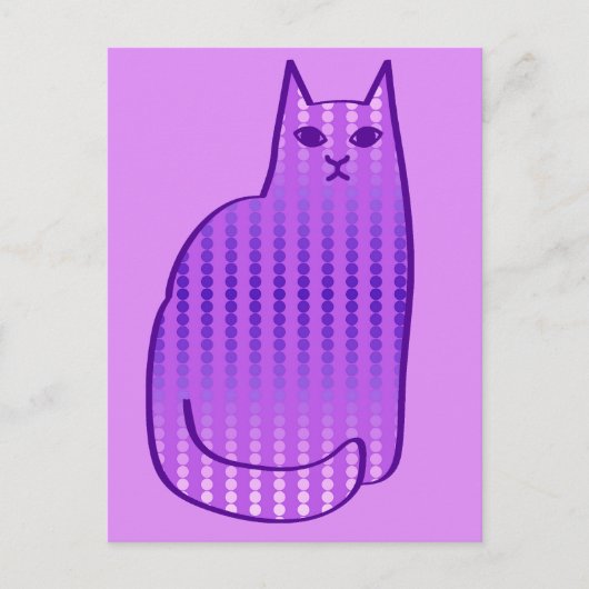 Mid-Century Modern Cat, Orchid en Paars Briefkaart (Voorkant)
