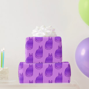 Mid-Century Modern Cat, Orchid en Paars Cadeaupapier