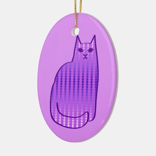 Mid-Century Modern Cat, Orchid en Paars Keramisch Ornament (Links)