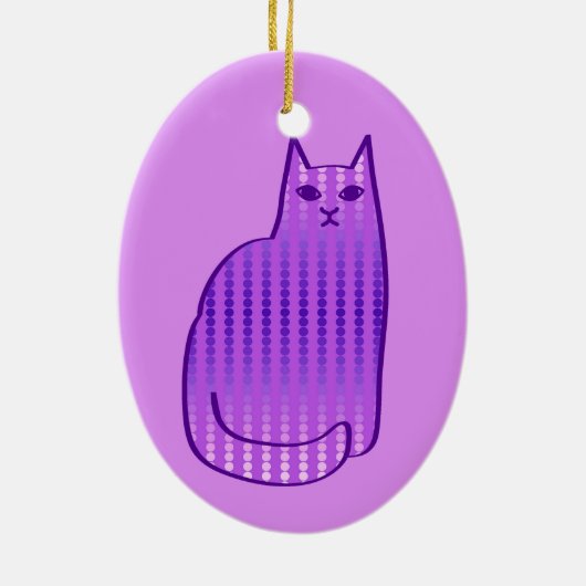 Mid-Century Modern Cat, Orchid en Paars Keramisch Ornament (Achterkant)