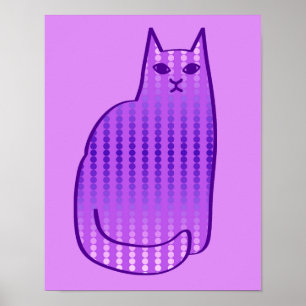 Mid-Century Modern Cat, Orchid en Paars Poster