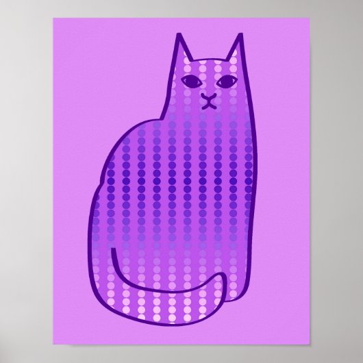 Mid-Century Modern Cat, Orchid en Paars Poster (Voorkant)