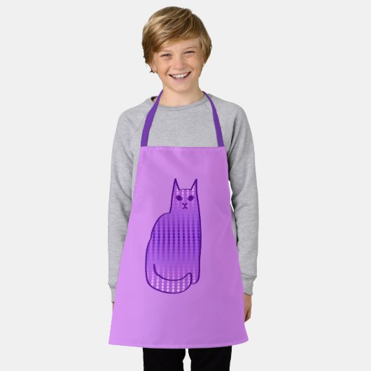 Mid-Century Modern Cat, Orchid en Paars Schort (Gedragen)