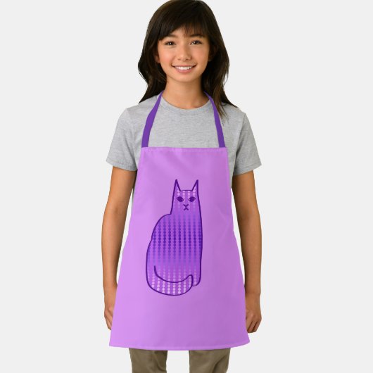 Mid-Century Modern Cat, Orchid en Paars Schort (Insitu)