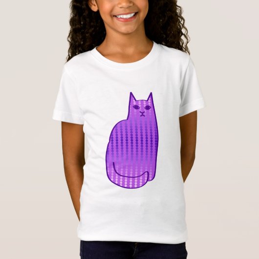 Mid-Century Modern Cat, Orchid en Paars T-shirt (Voorkant)