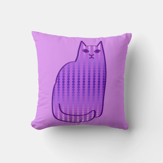 Mid-Century Modern Cat, Orchid en Violet Paars Kussen (Voorkant)