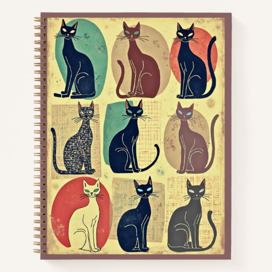  Mid-Century Modern Cats Journal Notitieboek (Voorkant)