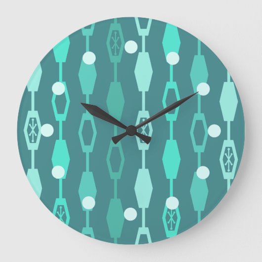 Mid Century Modern Chains Blauwgroen Grote Klok (Voorkant)