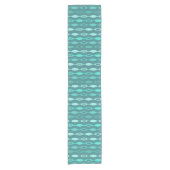 Mid Century Modern Chains Blauwgroen Korte Tafelloper (Voorkant)