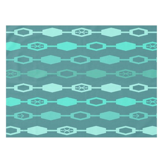 Mid Century Modern Chains Blauwgroen Tafelkleed (Voorkant (Horizontaal))