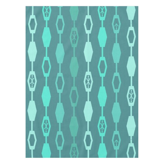 Mid Century Modern Chains Blauwgroen Tafelkleed (Voorkant)
