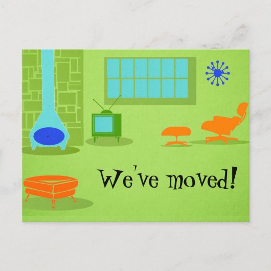 Mid Century Modern Change of Address-Briefkaart Aankondigingskaart (Voorkant)