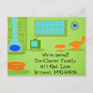Mid Century Modern Change of Address-Briefkaart Aankondigingskaart