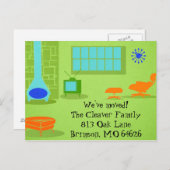 Mid Century Modern Change of Address-Briefkaart Aankondigingskaart (Voorkant / Achterkant)